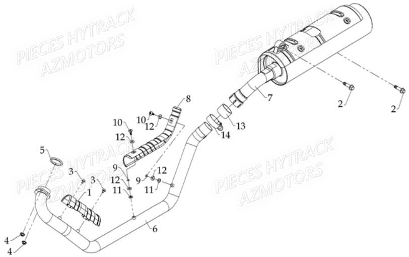 Echappement HYTRACK Pièces Quad HY810S 4x4 EPS