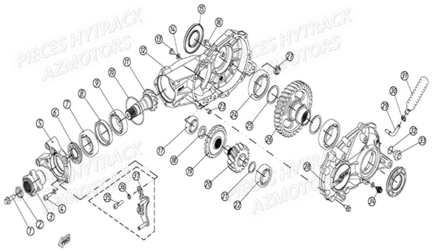 Pont Arriere HYTRACK Pièces Quad HY810S 4x4 EPS