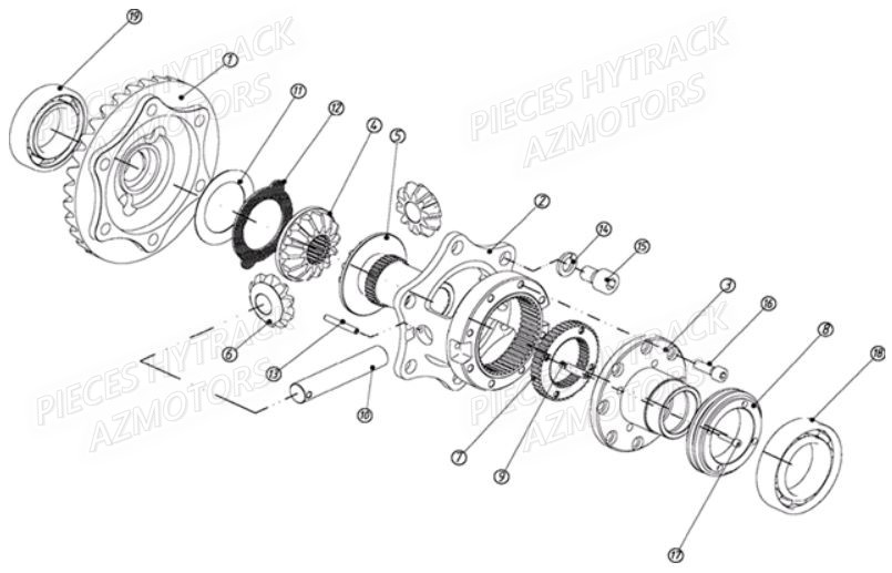 Pont Avant Detaille 1 HYTRACK Pièces Quad HY810S 4x4 EPS