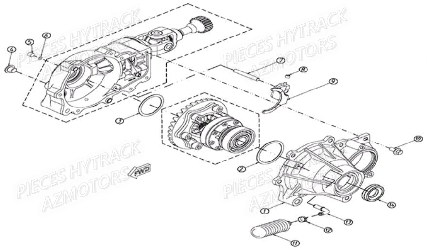 Pont Avant Detaille 3 HYTRACK Pièces Quad HY810S 4x4 EPS