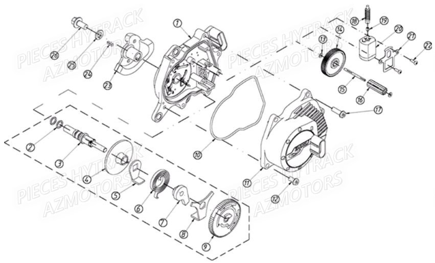 Pont Avant Detaille 4 HYTRACK Pièces Quad HY810S 4x4 EPS