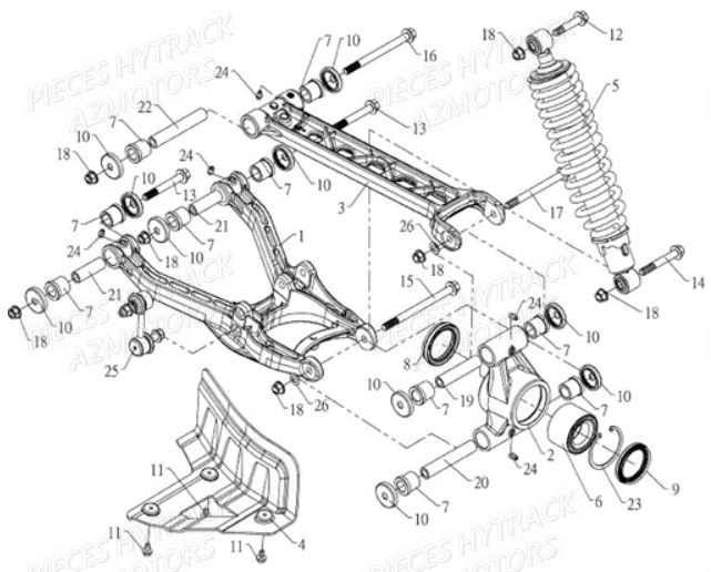 Suspension Arriere Gauche HYTRACK Pièces Quad HY810S 4x4 EPS