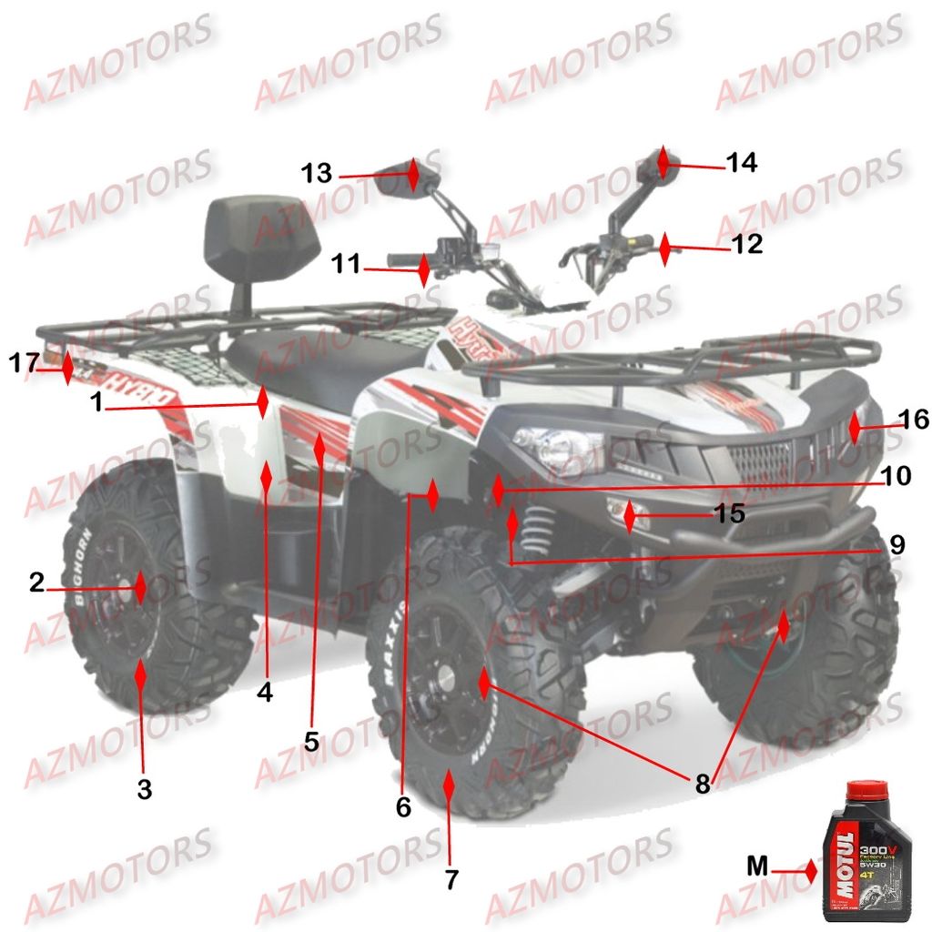 HUILE MOTEUR 4T MOTUL 5100 15W50 (1L) pour 1CONSOMMABLES de HY810SL