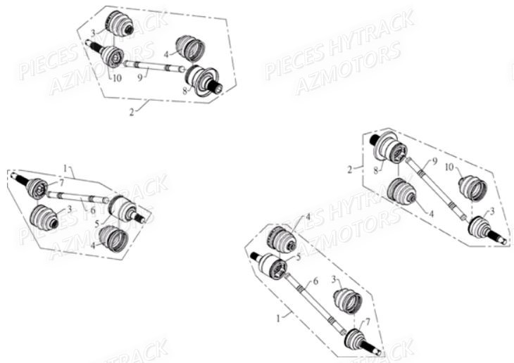 Cardans HYTRACK Pièces Quad HY810SL 4x4 EPS
