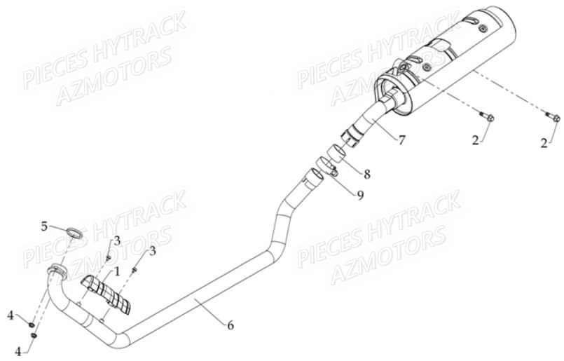 Echappement HYTRACK Pièces Quad HY810SL 4x4 EPS