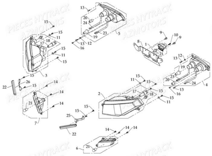 Eclairage HYTRACK Pièces Quad HY810SL 4x4 EPS