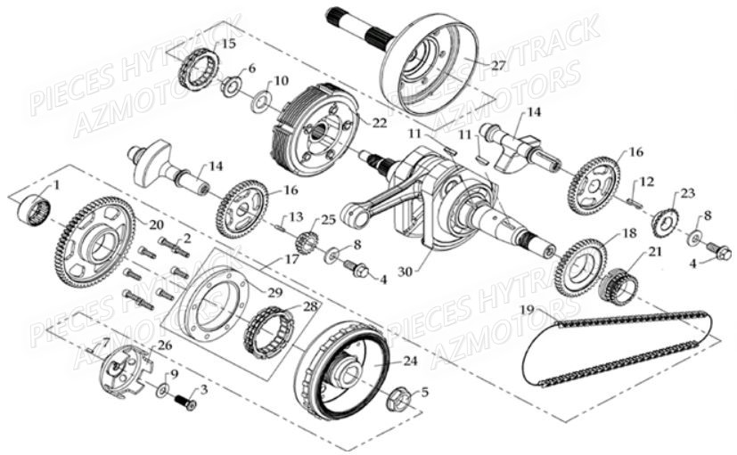 Embiellage Modele A Injection HYTRACK Pièces Quad HY810SL 4x4 EPS