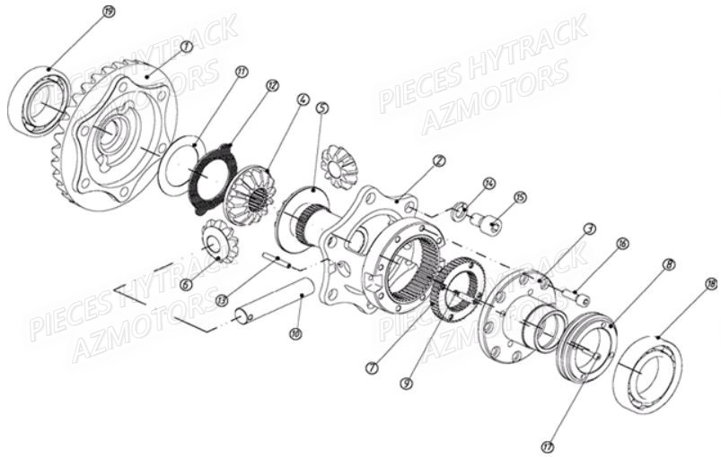 Pont Avant Detaille 1 HYTRACK Pièces Quad HY810SL 4x4 EPS
