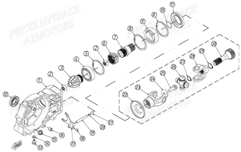 Pont Avant Detaille 2 HYTRACK Pièces Quad HY810SL 4x4 EPS