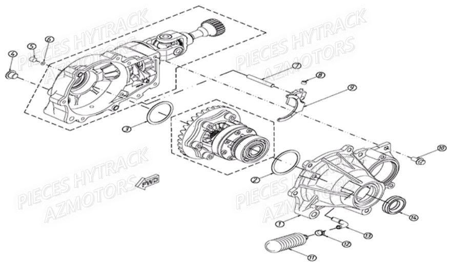 Pont Avant Detaille 3 HYTRACK Pièces Quad HY810SL 4x4 EPS