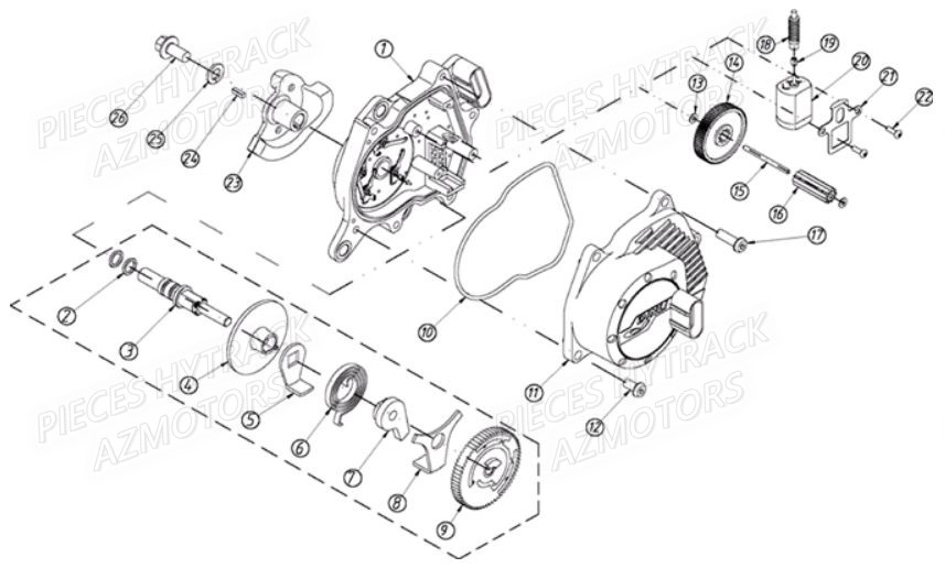 Pont Avant Detaille 4 HYTRACK Pièces Quad HY810SL 4x4 EPS