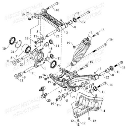 Suspension Arriere Droite HYTRACK Pièces Quad HY810SL 4x4 EPS