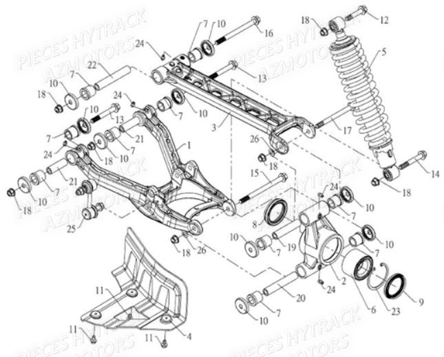 Suspension Arriere Gauche HYTRACK Pièces Quad HY810SL 4x4 EPS