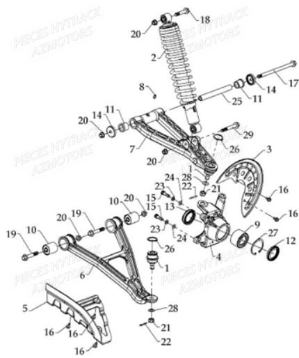 Suspension Avant Gauche HYTRACK Pièces Quad HY810SL 4x4 EPS
