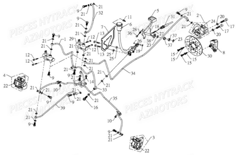 Systeme De Frein HYTRACK Pièces Quad HY810SL 4x4 EPS