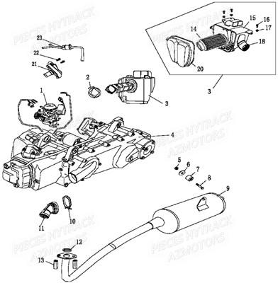 Echappement HYTRACK Pièces Quad HY830 4x4