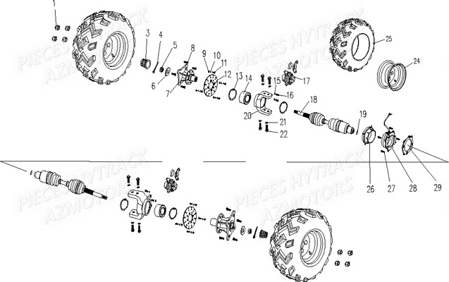 Transmission Arriere HYTRACK Pièces Quad HY830 4x4