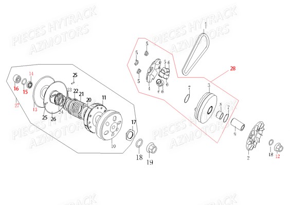 Variateur HYTRACK Pièces Quad HY830 4x4