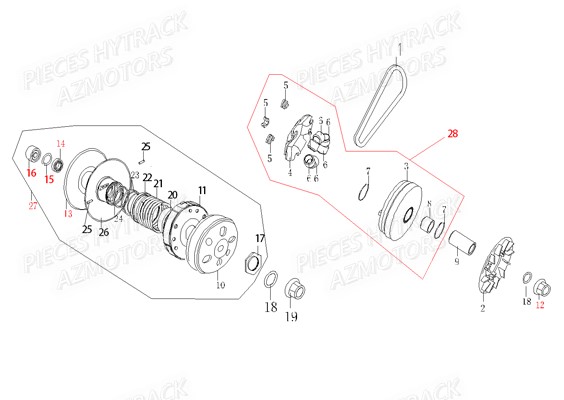 VARIATEUR HYTRACK Pièces Quad HY830 4x4