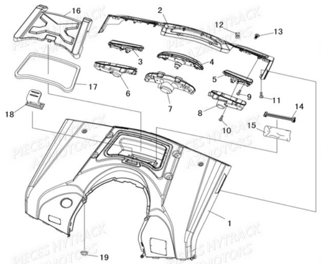 Carrosserie Arriere HYTRACK Pieces Quad HY850S 4x4 EPS E 2014