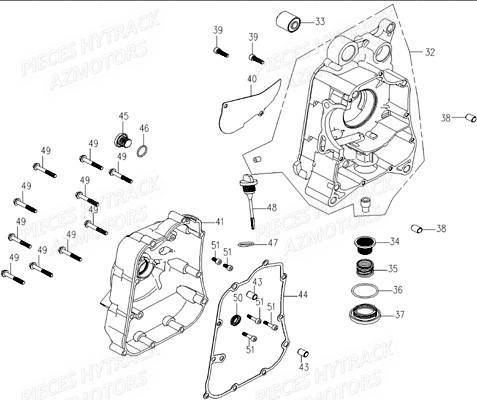 CACHE_CARTER_DROIT HYTRACK Pièces Quad HY890 n° Serie x0188 à x0430