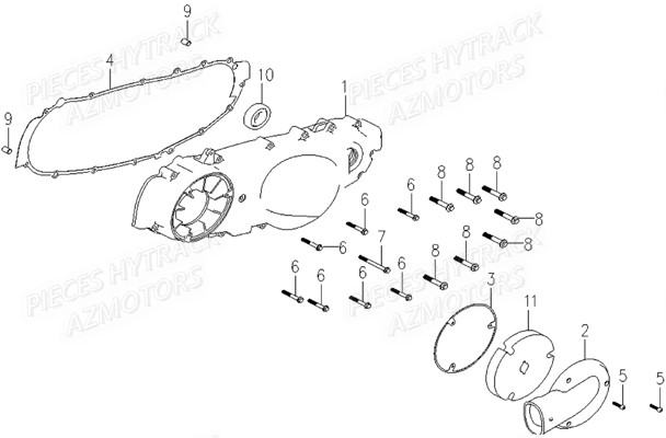 Cache Carter Moteur Gauche HYTRACK Pièces Quad HY890 n° Serie x0188 à x0430