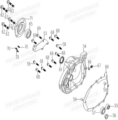 Carter Droit HYTRACK Pièces Quad HY890 n° Serie x0188 à x0430