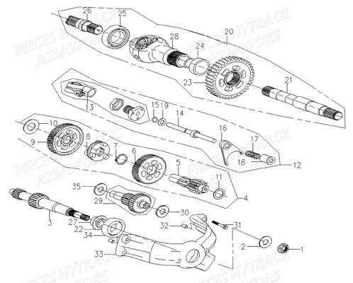 Transmission HYTRACK Pièces Quad HY890 n° Serie x0188 à x0430