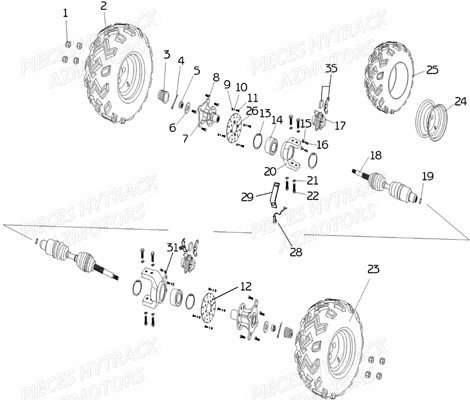 Transmission Arriere HYTRACK Pièces Quad HY890 n° Serie x0188 à x0430