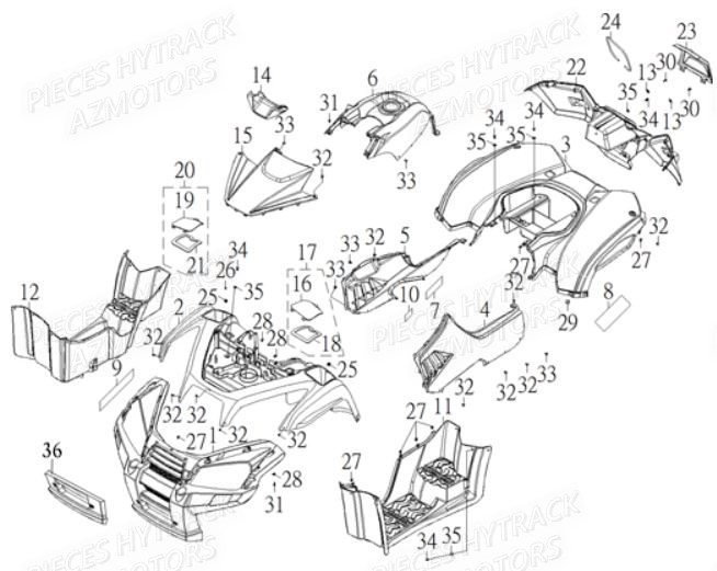 Carrosserie Avant HYTRACK Pieces Quad HY910IS 4x4 EPS E 2014