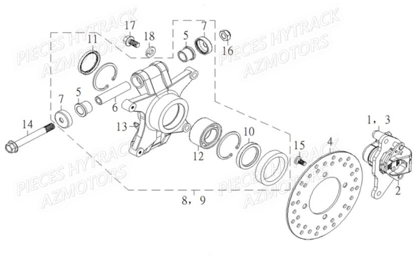 Pivots Arriere HYTRACK Pieces Quad HY910IS 4x4 EPS E 2014