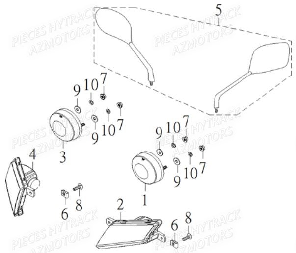 Retroviseurs HYTRACK Pieces Quad HY910IS 4x4 EPS E 2014