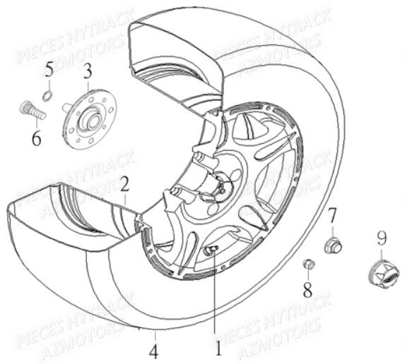 Roues Arriere HYTRACK Pieces Quad HY910IS 4x4 EPS E 2014
