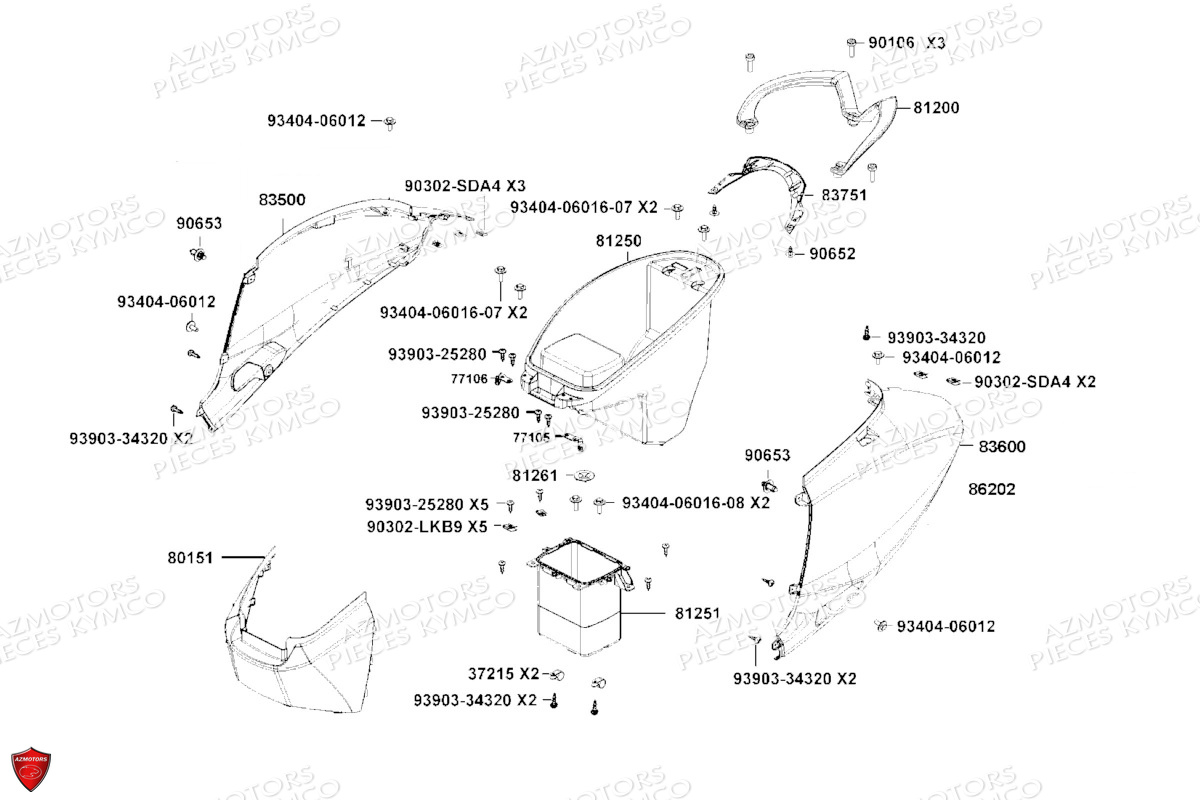 Carenages Arriere KYMCO Pièces I-ONE (EB15CF)