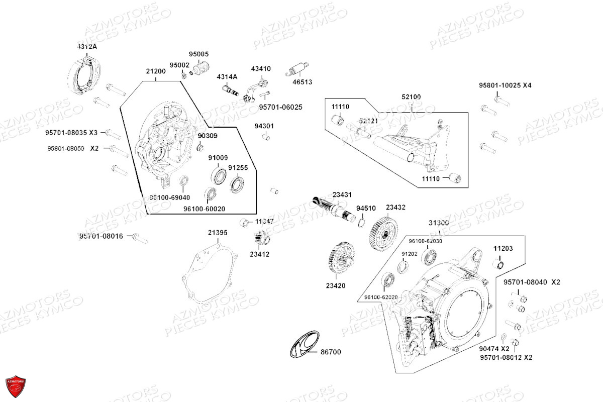 Moteur Transmission KYMCO Pièces I-ONE (EB15CF)