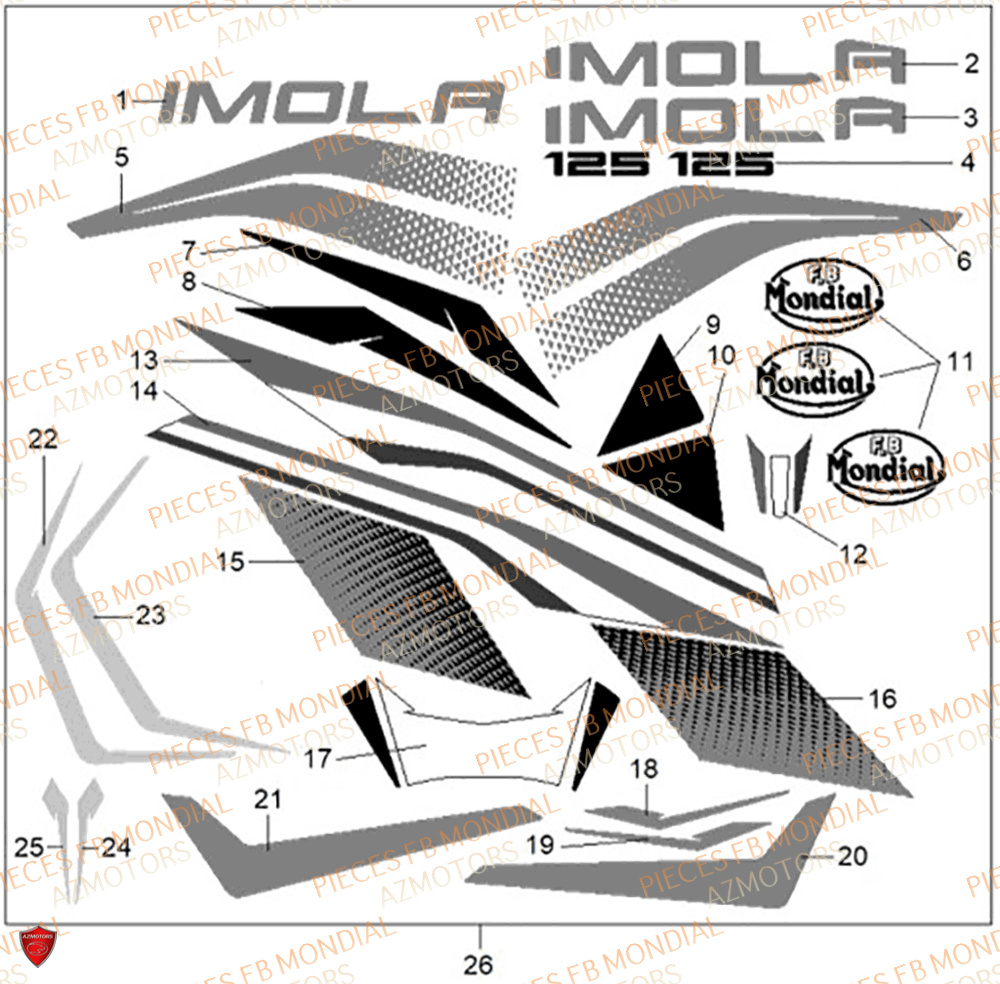Decors FB MONDIAL Pieces IMOLA 125 CBS (2023)
