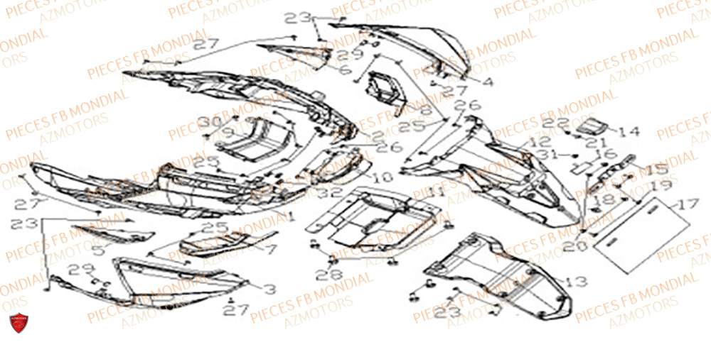 Carenage Arriere FB MONDIAL Pieces IMOLA 50 EURO 5
