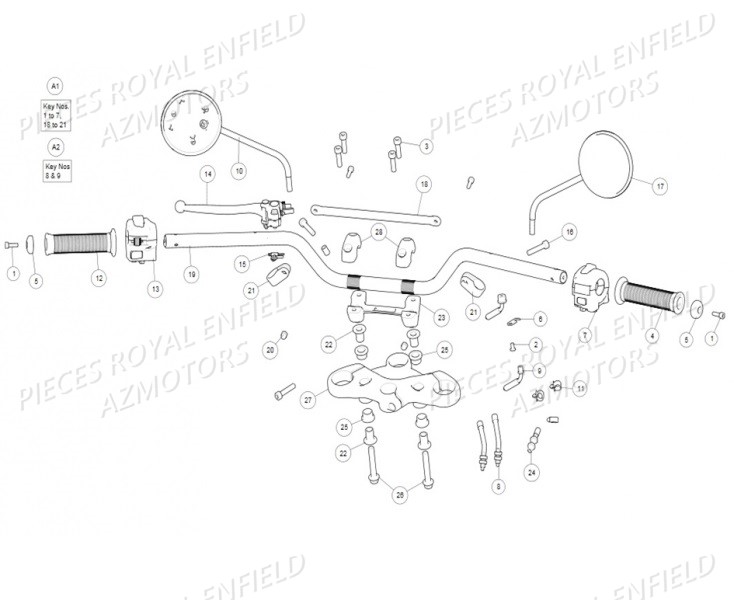 1030015/F - PONTET INF. TWIN  (Royal Enfield) pour ENSEMBLE GUIDON de INTERCEPTOR 650