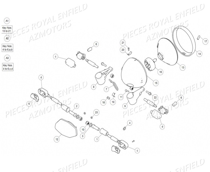 148410/B - EXTENSION CLIGNOTANT  (Royal Enfield) pour PHARE FEU CLIGNOTANTS de INTERCEPTOR 650