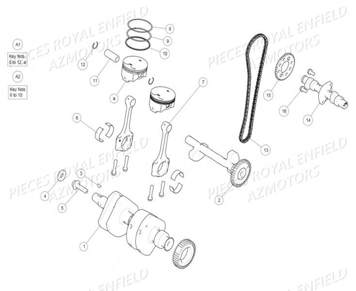 PISTON VILEBREQUIN BIELLE ARBRE A CAME ROYAL ENFIELD INTERCEPTOR 650