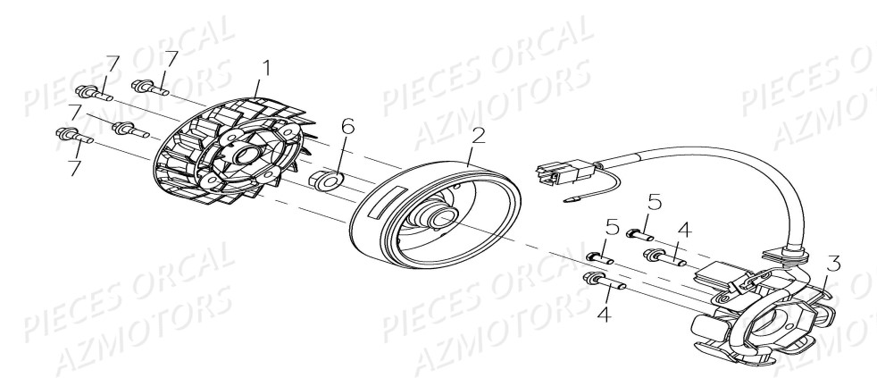 Allumage Stator Rotor ORCAL Pièces Orcal ISCA 50cc 4T Euro4
