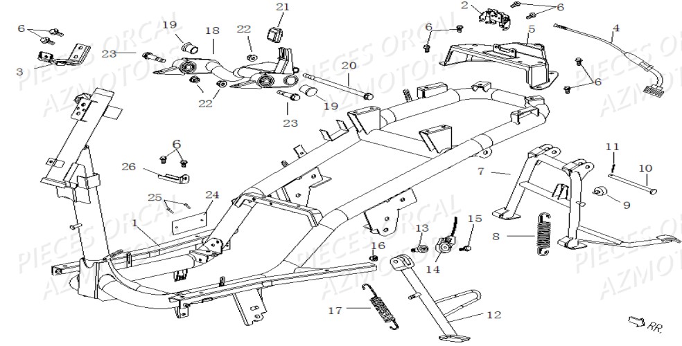 Cadre Chassis ORCAL Pièces Orcal ISCA 50cc 4T Euro4