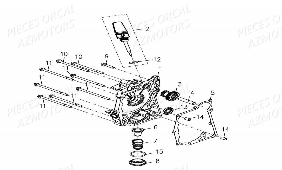 Couvre Carter Droit ORCAL Pièces Orcal ISCA 50cc 4T Euro4