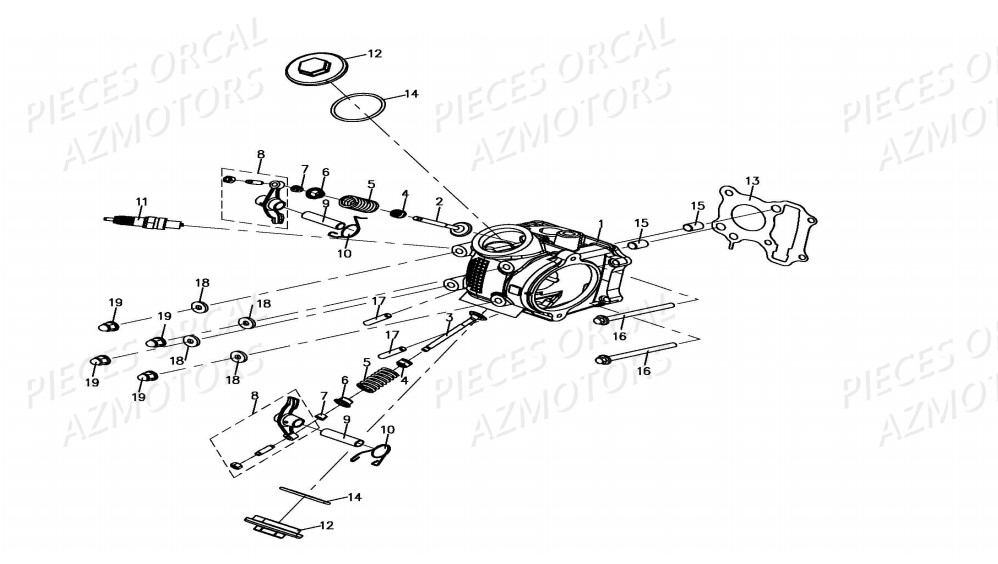 Culasse Soupapes ORCAL Pièces Orcal ISCA 50cc 4T Euro4