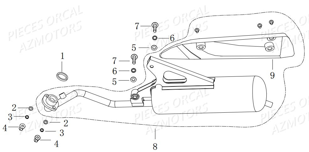 Echappement Isca 4t ORCAL Pièces Orcal ISCA 50cc 4T Euro4