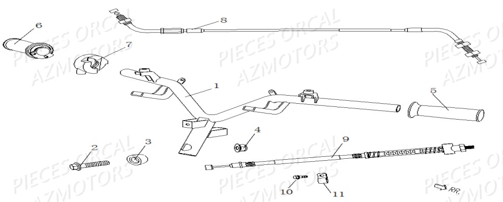 Guidon Cables Commodo ORCAL Pièces Orcal ISCA 50cc 4T Euro4