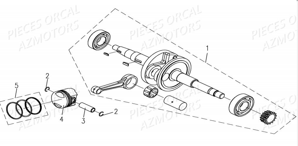 Piston Vilebrequin ORCAL Pièces Orcal ISCA 50cc 4T Euro4