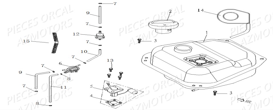 Reservoir A Carburant ORCAL Pièces Orcal ISCA 50cc 4T Euro4