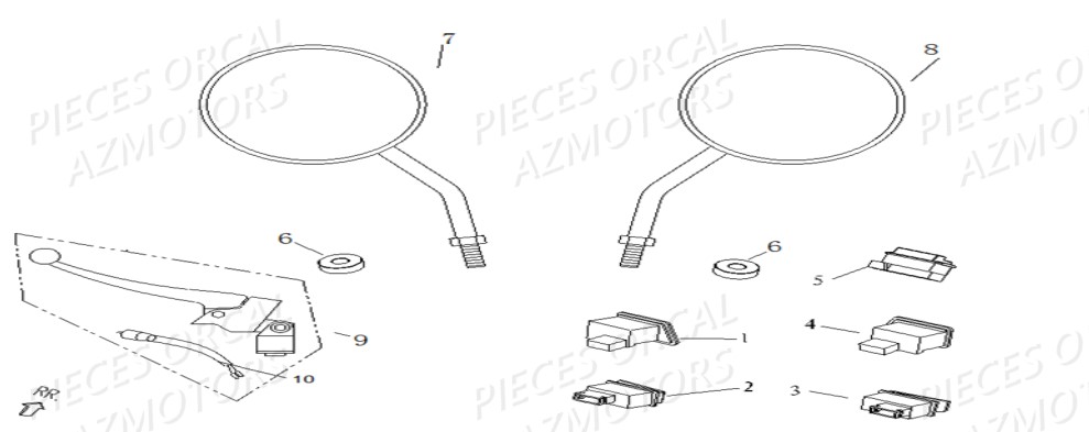 RETROVISEURS_LEVIER_FREIN ORCAL Pièces Orcal ISCA 50cc 4T Euro4