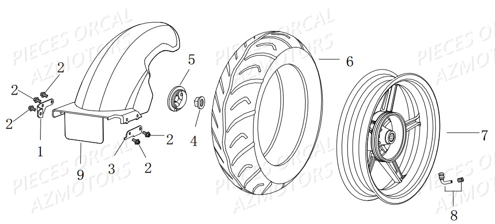 Roue Arriere ORCAL Pièces Orcal ISCA 50cc 4T Euro4
